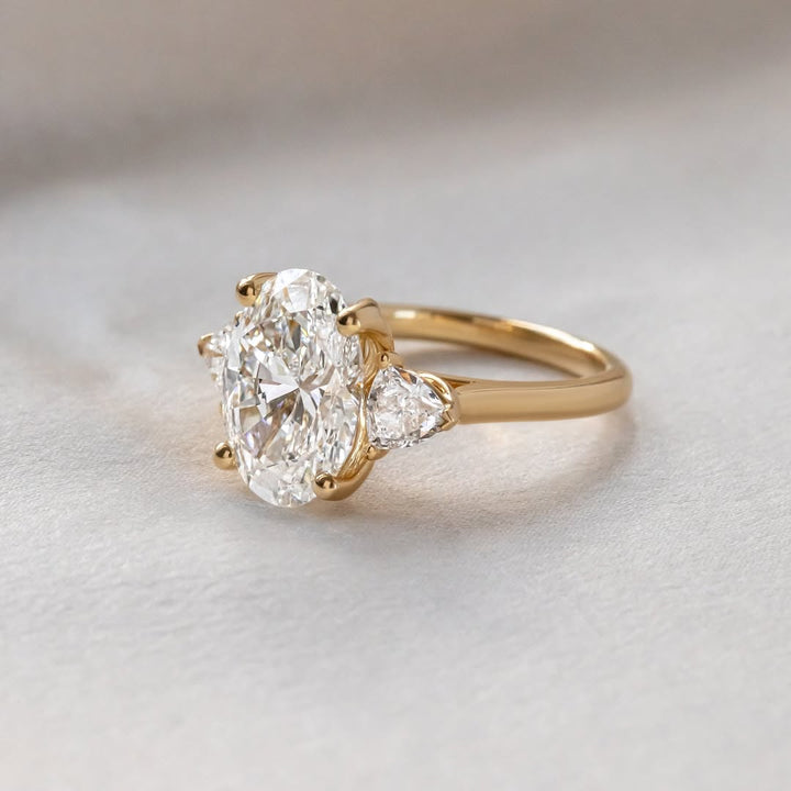 2.0-4.0 CT Oval  Lab Grown Diamond Three Stone Style Engagement Ring