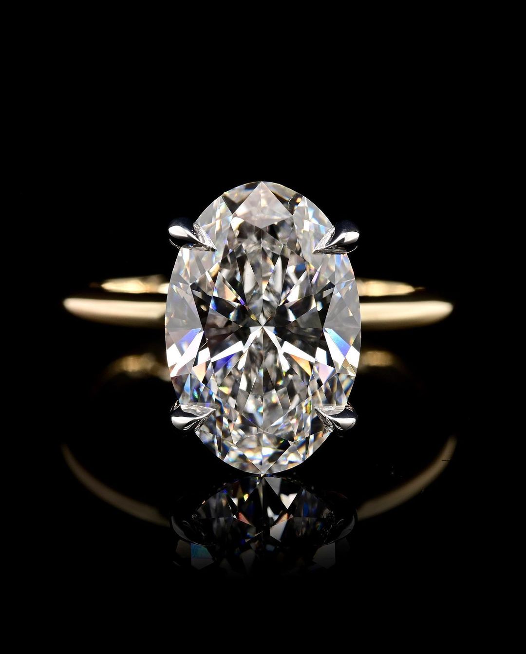 3.0ct-4.0ct Oval Cut Hidden Halo Lab Grown Diamond Engagement Ring