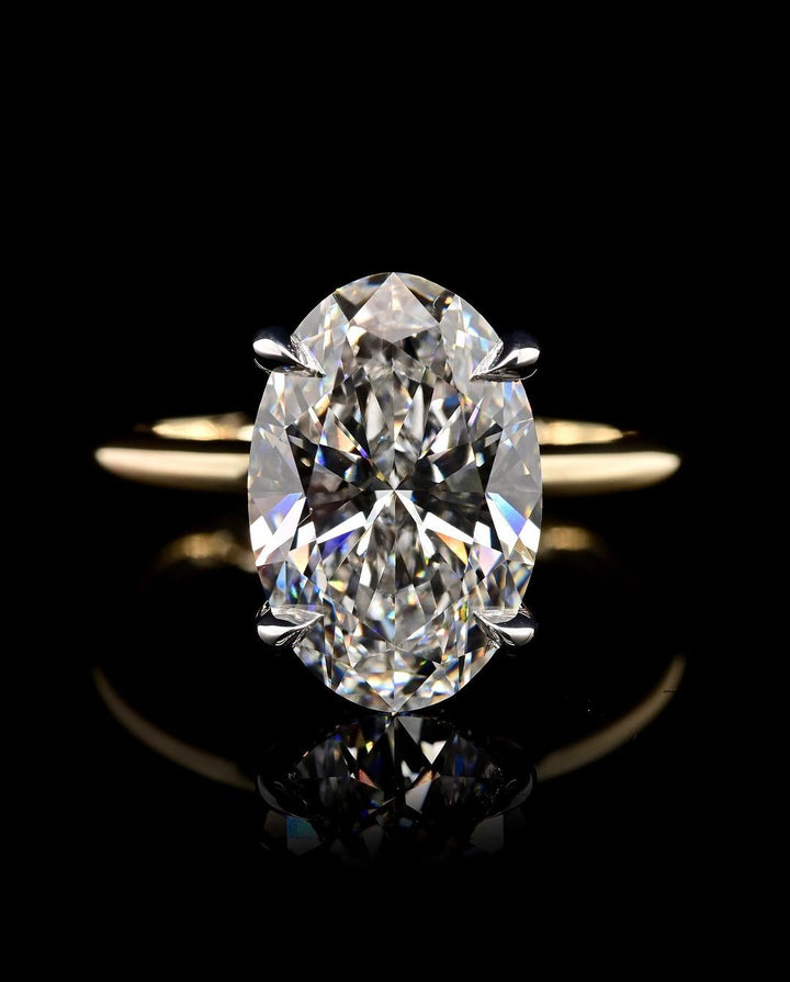 3.0ct-4.0ct Oval Cut Hidden Halo Lab Grown Diamond Engagement Ring