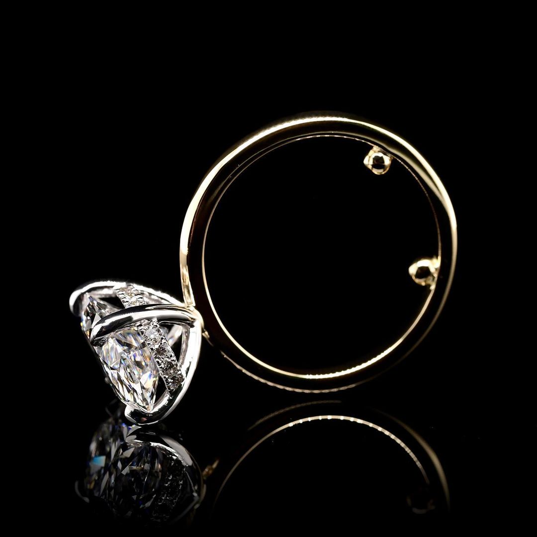 3.0ct-4.0ct Oval Cut Hidden Halo Lab Grown Diamond Engagement Ring