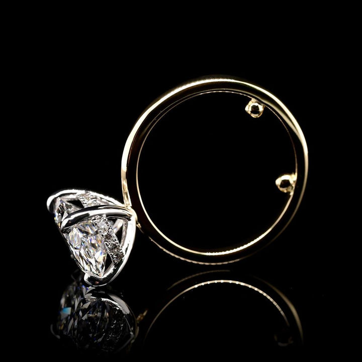 3.0ct-4.0ct Oval Cut Hidden Halo Lab Grown Diamond Engagement Ring