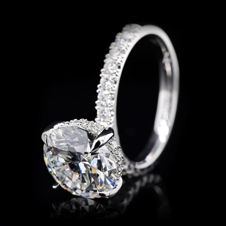 2.0ct-3.0ct Round Cut Lab Grown Hidden Halo Diamond Engagement Ring