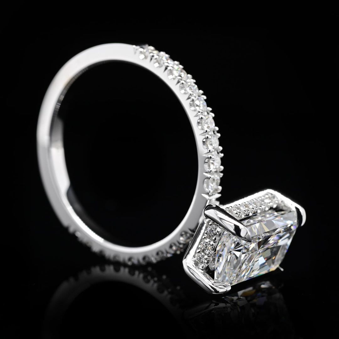 2.0ct-3.0ct Radiant Cut Lab Grown Hidden Halo Diamond Engagement Ring