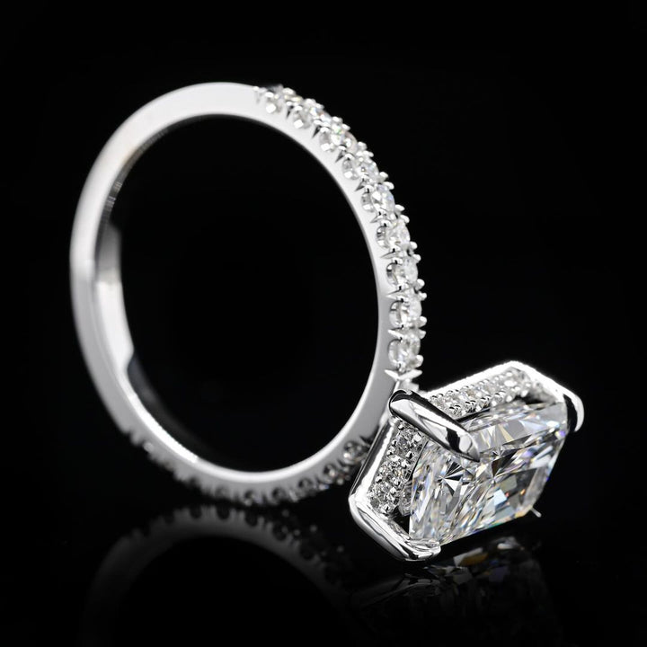 2.0ct-3.0ct Radiant Cut Lab Grown Hidden Halo Diamond Engagement Ring