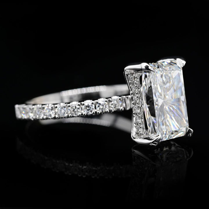 2.0ct-3.0ct Radiant Cut Lab Grown Hidden Halo Diamond Engagement Ring