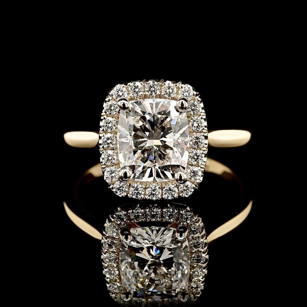 2.50ct-3.50ct Elongated Cushion Cut Halo Lab Grown Diamond Engagement Ring