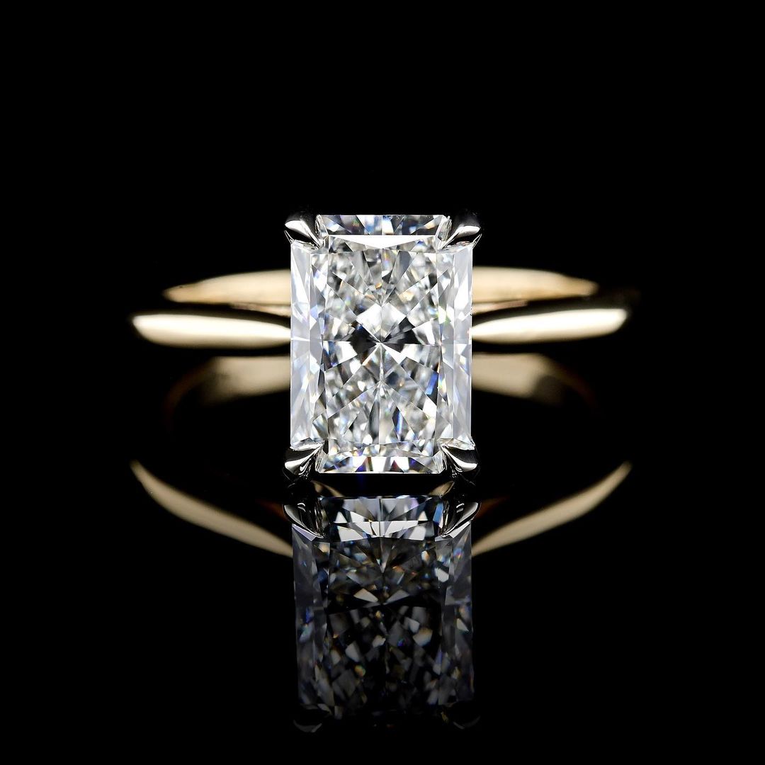 2.0ct-3.0ct Radiant Cut Lab Grown Solitaire Diamond Engagement Ring