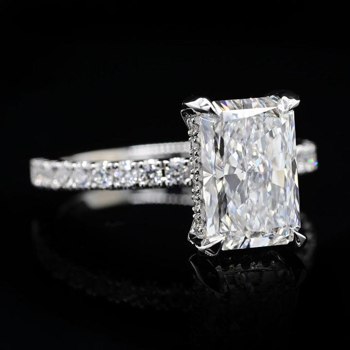 2.0ct-3.0ct Radiant Cut Lab Grown Hidden Halo Diamond Engagement Ring