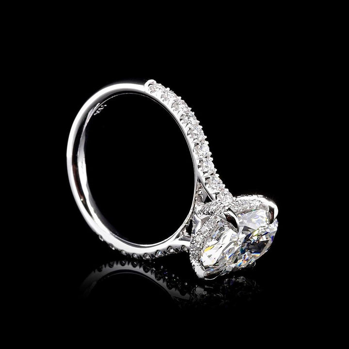 2.0ct-3.0ct Oval Cut Lab Grown Hidden Halo Diamond Engagement Ring