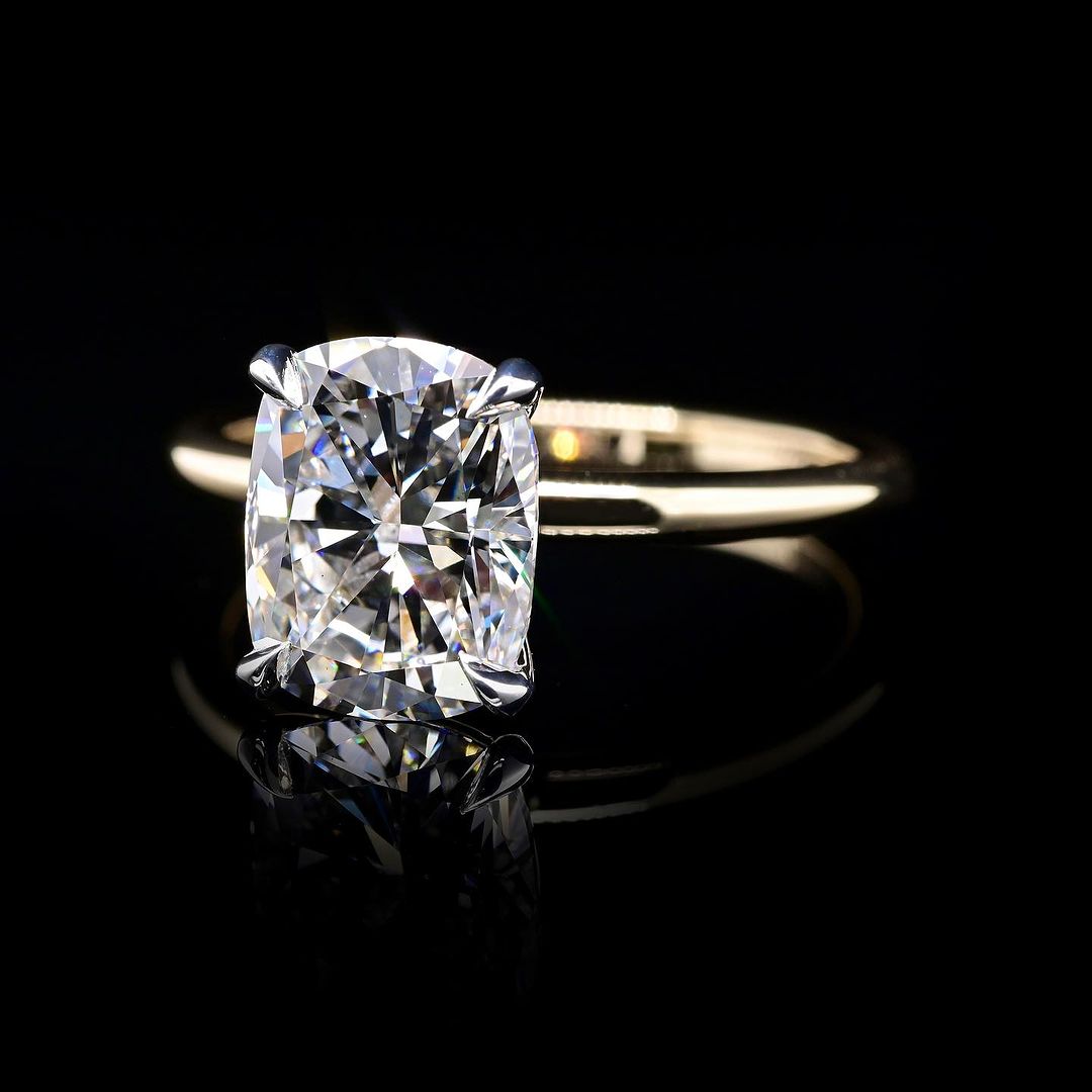 2.50ct-3.50ct Elongated Cushion Cut Lab Grown Diamond Engagement Ring