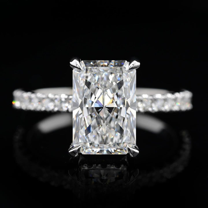 2.0ct-3.0ct Radiant Cut Lab Grown Hidden Halo Diamond Engagement Ring