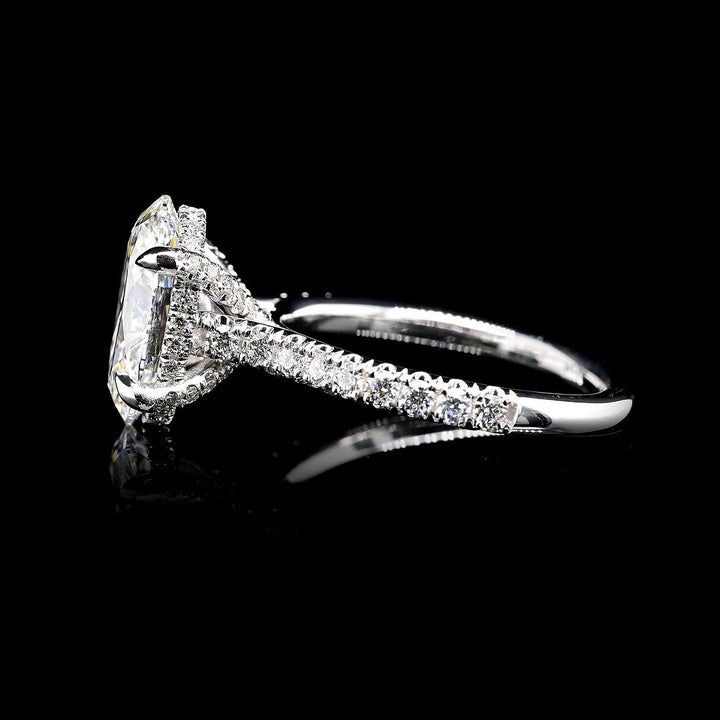 2.0ct-3.0ct Oval Cut Lab Grown Hidden Halo Diamond Engagement Ring
