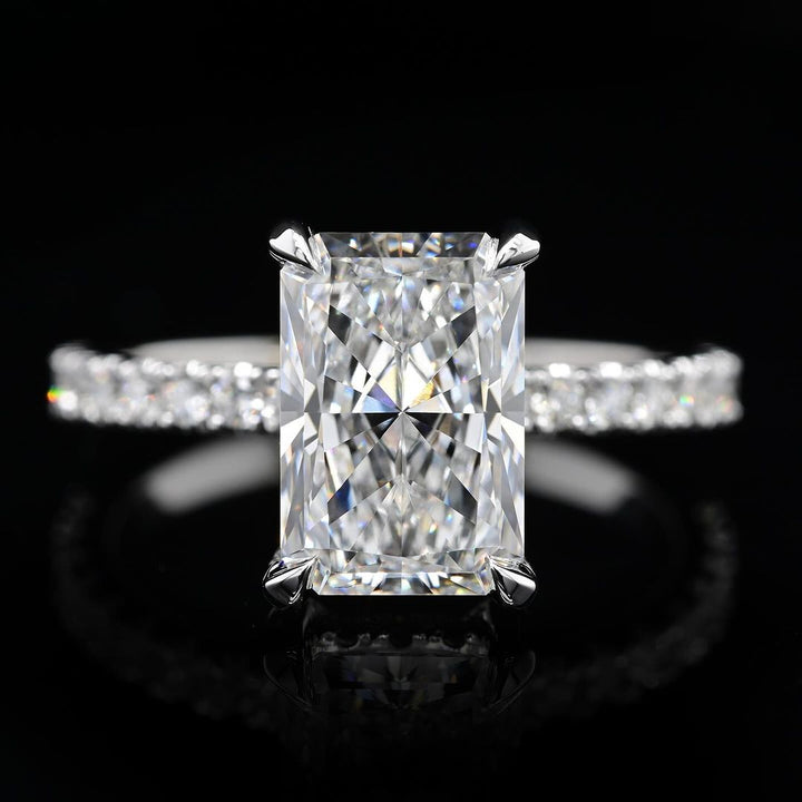 2.0ct-3.0ct Radiant Cut Lab Grown Hidden Halo Diamond Engagement Ring