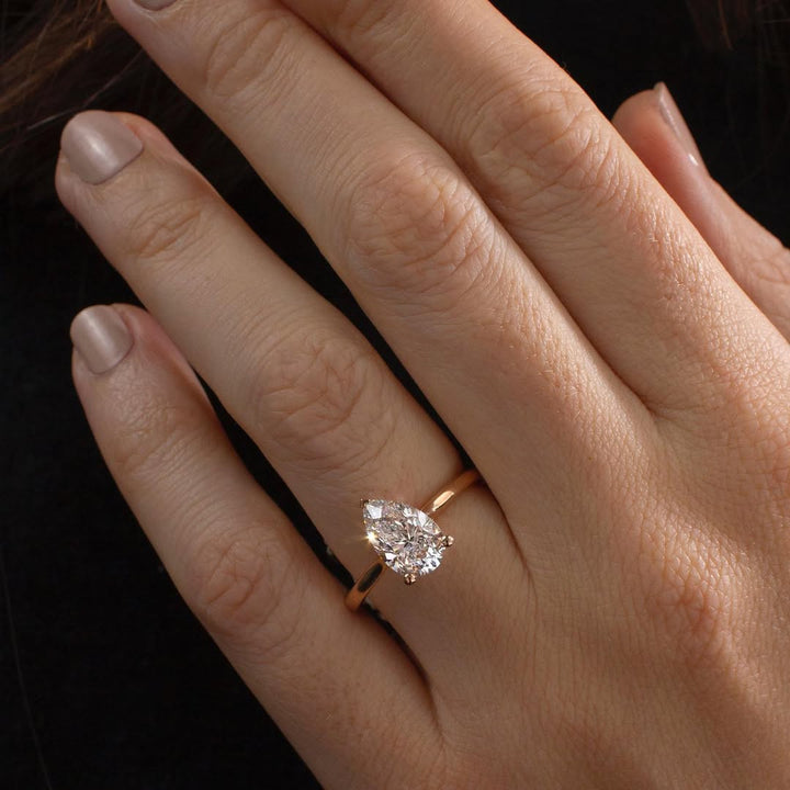 1.80CT Pear  Lab Grown Diamond Cathedral Style Engagement Ring