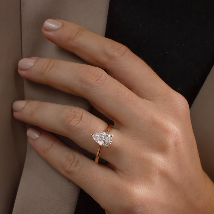 1.80CT Pear  Lab Grown Diamond Cathedral Style Engagement Ring