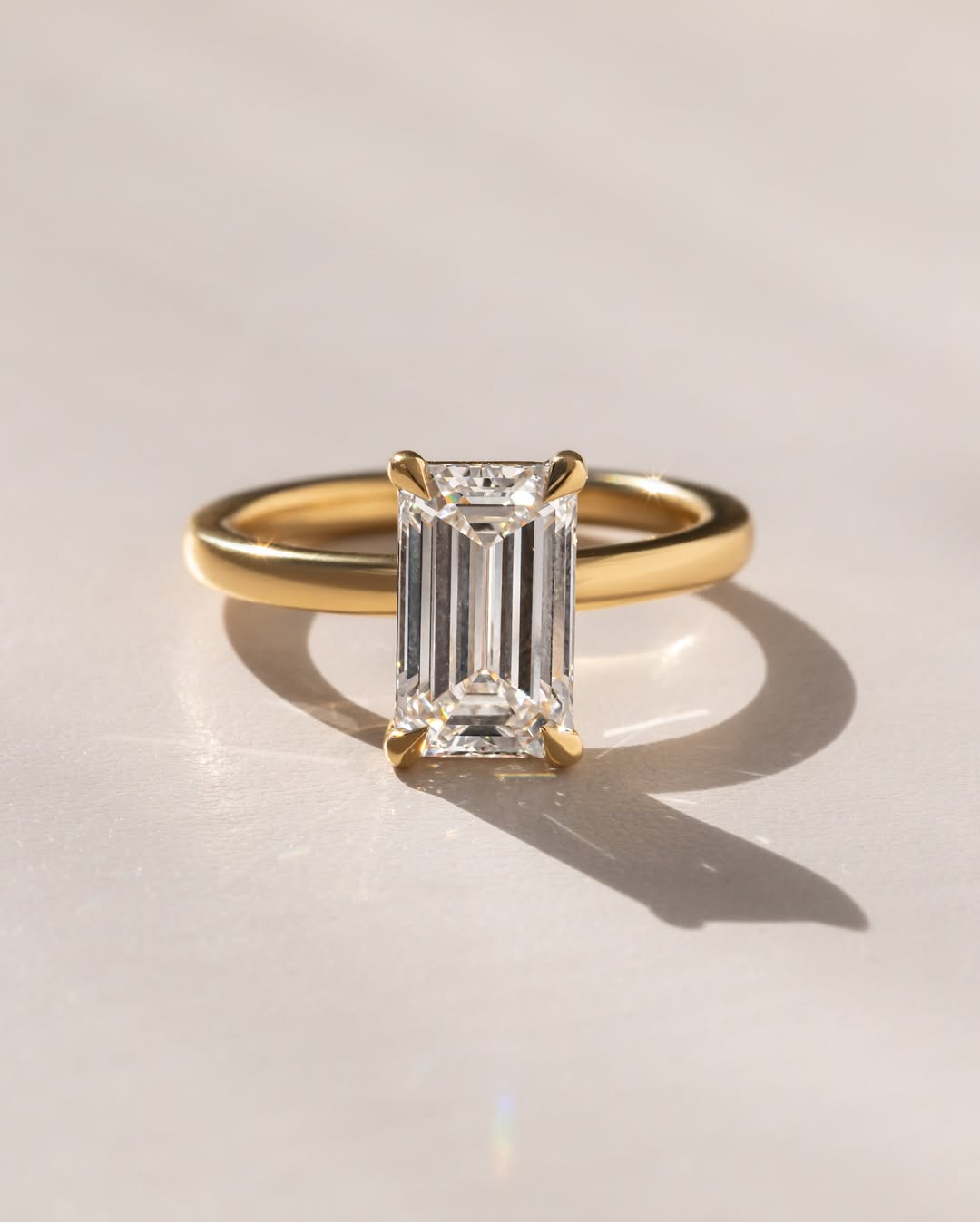 1.0-3.0 CT Emerald  Lab Grown Diamond Solitare Engagement Ring