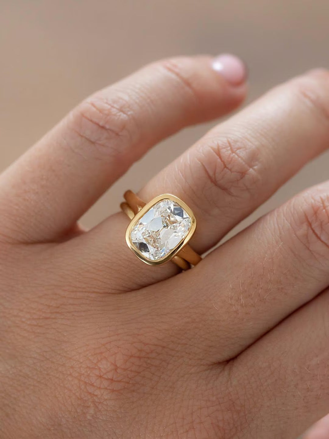 Old Mine Bezel Ring
Lab Diamond Jewelry
High Crown Cushion
Conflict Free Diamond
Eco Friendly Jewelry
14k Gold Cushion Ring
Statement Diamond Ring
