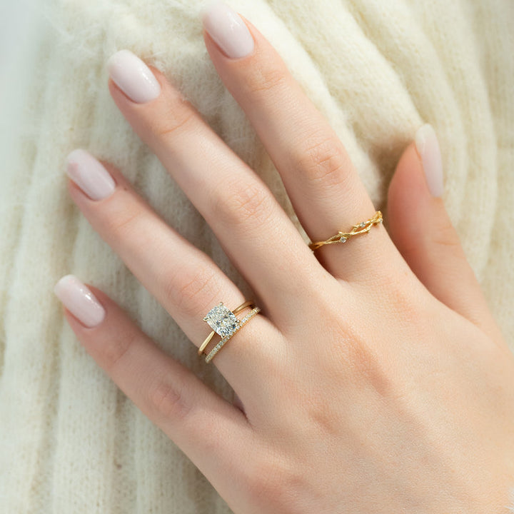 Cushion tension set engagement ring, Cushion split shank engagement ring, 
