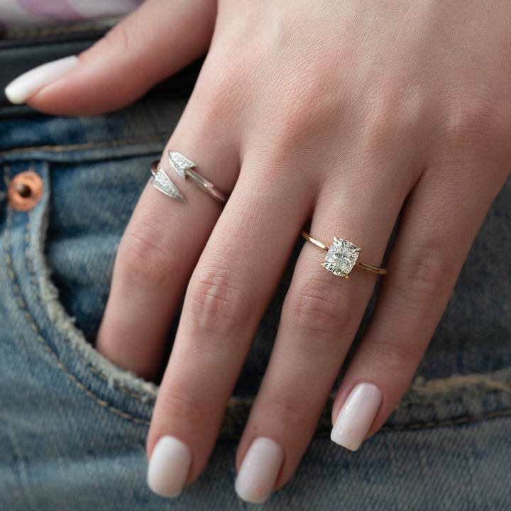 Cushion classic engagement ring, Cushion modern engagement ring,