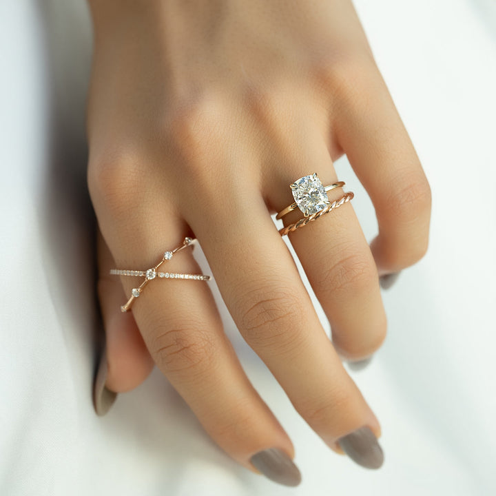 Cushion solitaire engagement ring, Cushion halo engagement ring, Cushion pave 