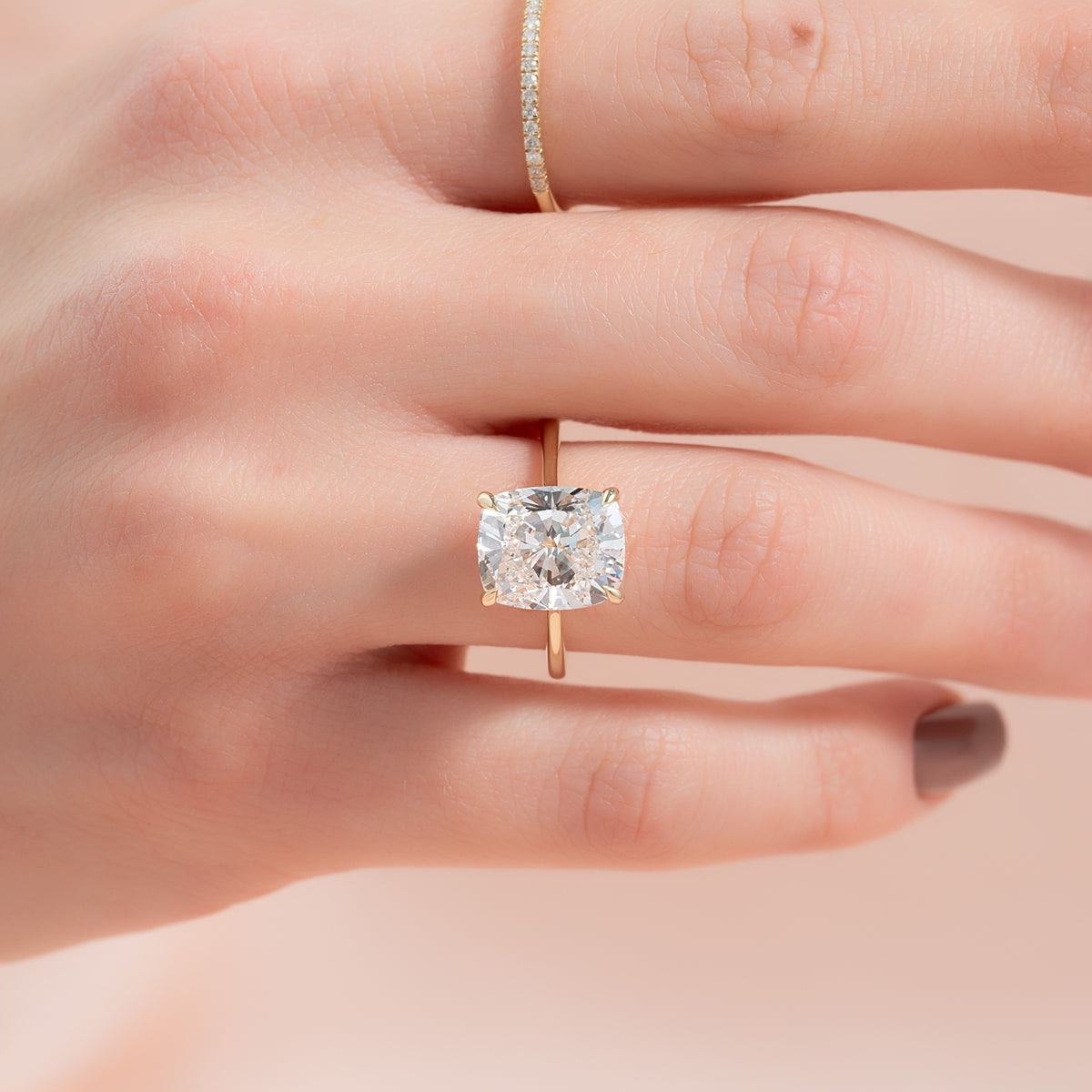 Cushion cut engagement ring, Cushion diamond engagement ring, Cushion solitaire engagement ring, 