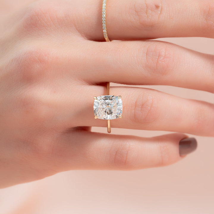Cushion cut engagement ring, Cushion diamond engagement ring, Cushion solitaire engagement ring, 