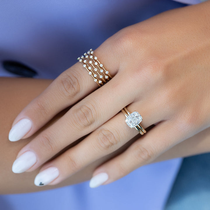 Cushion fashionable engagement ring, Cushion versatile engagement ring, 