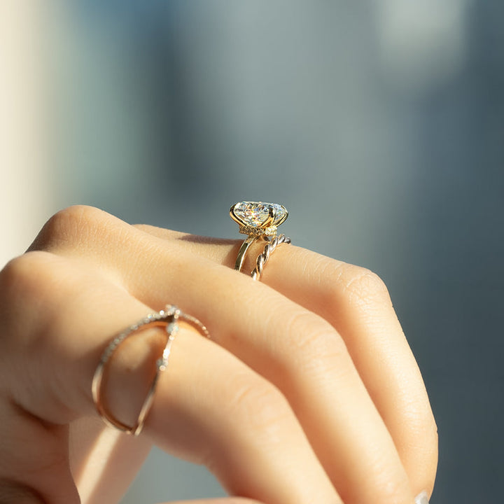 Cushion modern engagement ring, Cushion three-stone engagement ring, Cushion side stone engagement ring, C