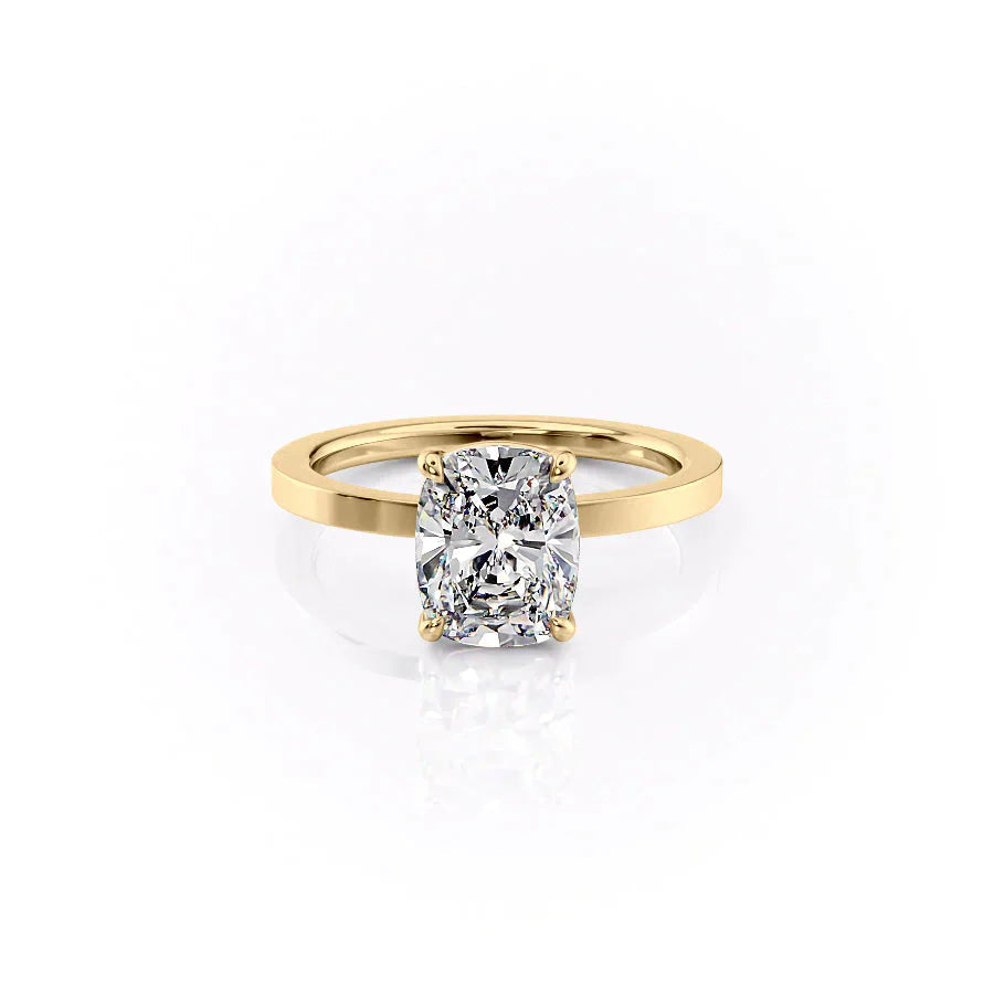 Cushion solitaire diamond engagement ring, Cushion unique diamond engagement ring, 