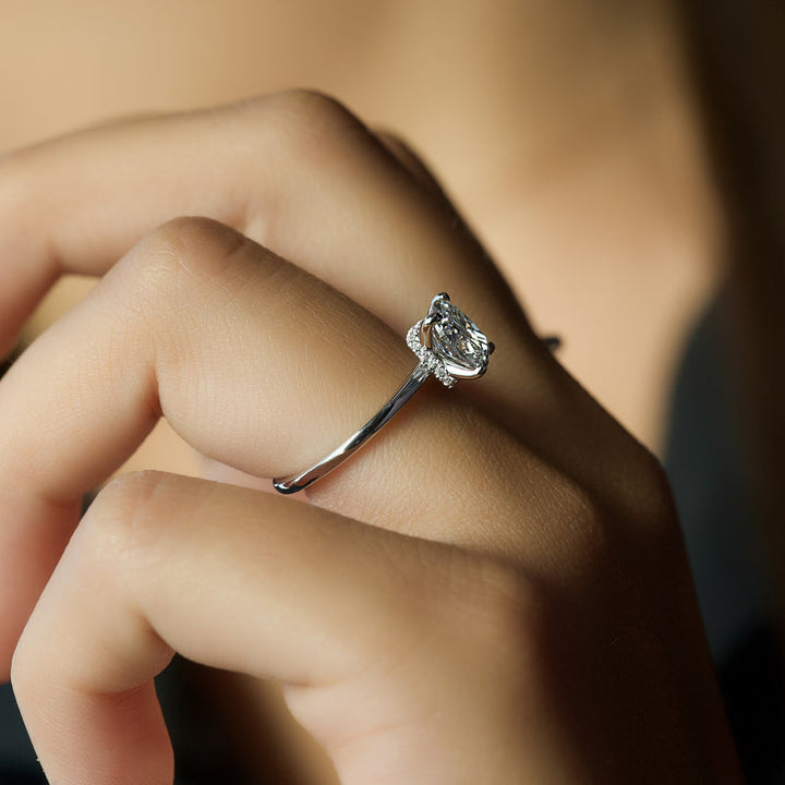 Cushion halo engagement ring, Cushion pave engagement ring, Cushion vintage engagement ring, 