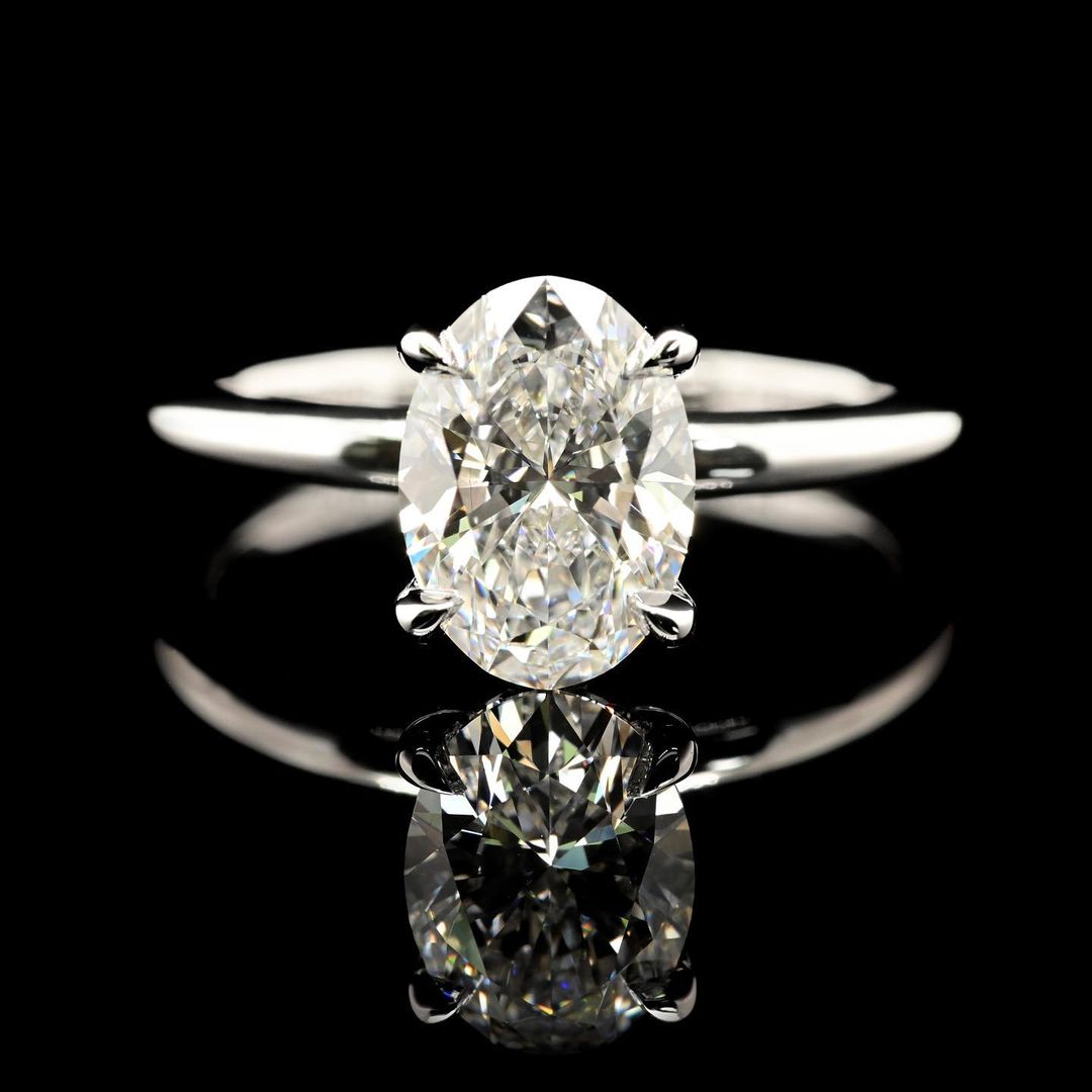 1.50ct-2.50ct Oval Cut Lab Grown Diamond Hidden Halo Engagement Ring
