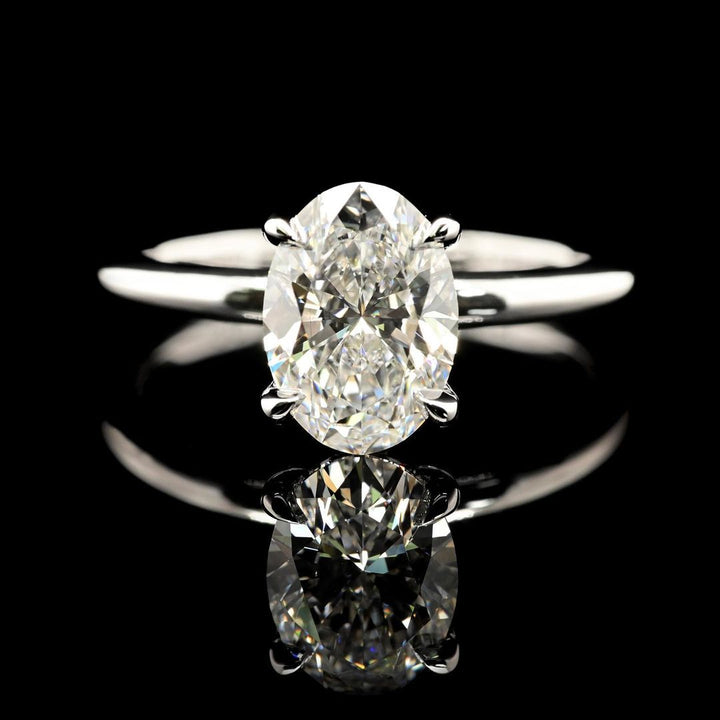 1.50ct-2.50ct Oval Cut Lab Grown Diamond Hidden Halo Engagement Ring