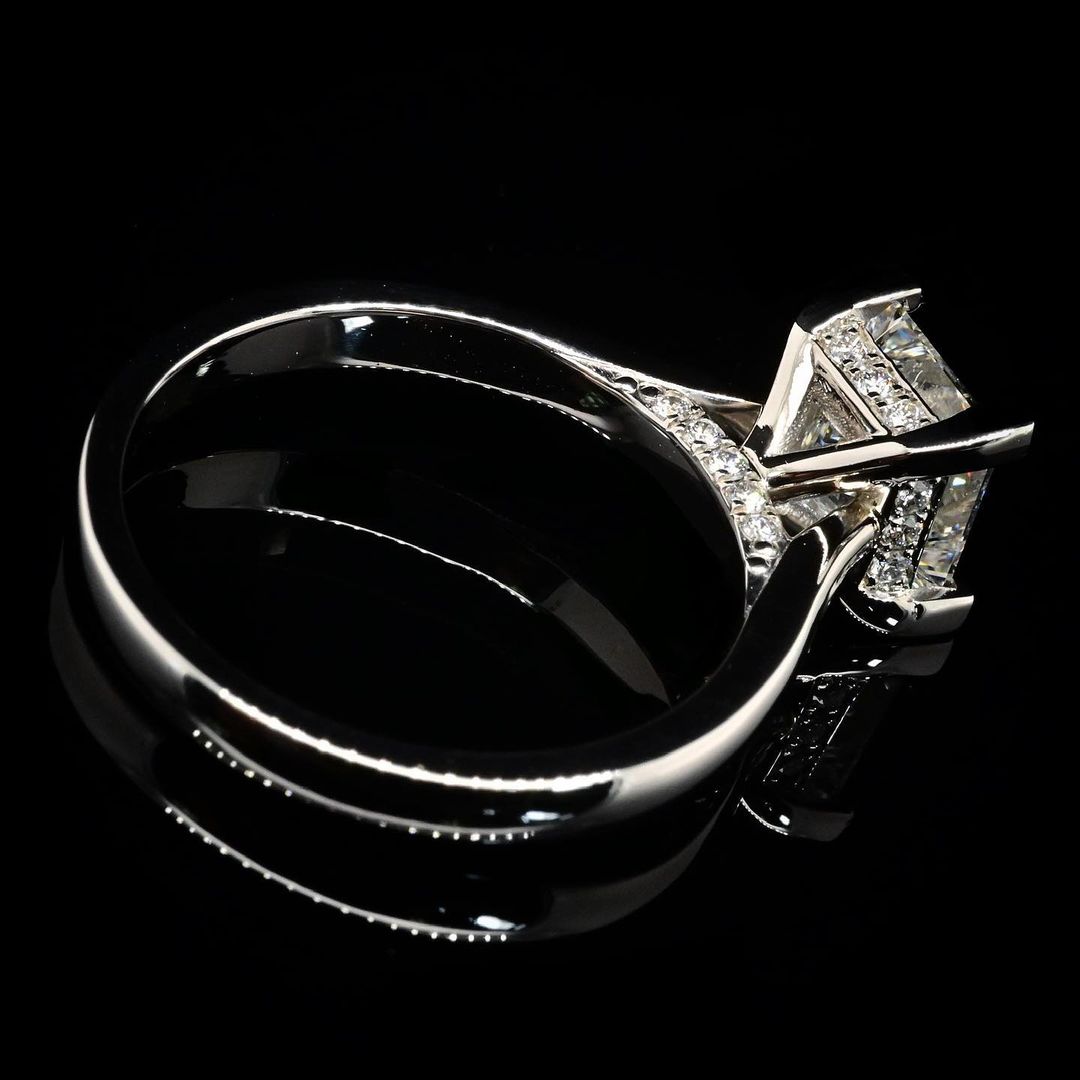 1.0ct-2.0ct Princess Cut Lab Grown Diamond Bridge Engagement Ring