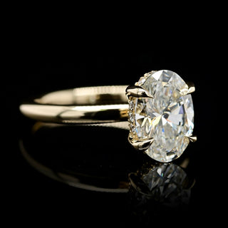 1.0ct-2.0ct Oval Cut Lab Grown Diamond Hidden Halo Engagement Ring