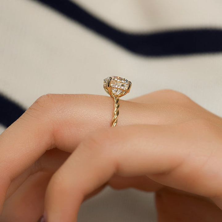 Twisted ring vs solitaire ring comparison, Elegant braided diamond engagement rings, 