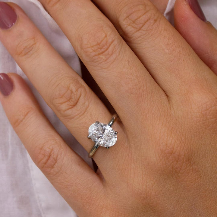 3.56 CT Oval  Lab Grown Diamond Solitaire Style Engagement Ring