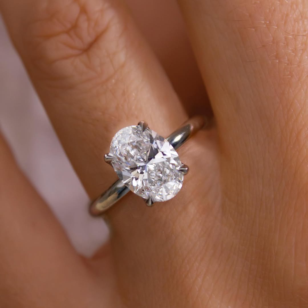 3.56 CT Oval  Lab Grown Diamond Solitaire Style Engagement Ring