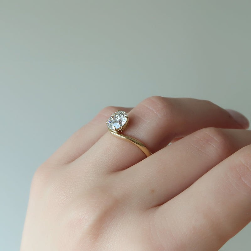 Handcrafted diamond engagement ring, Certified diamond engagement ring, Vintage diamond engagement ring