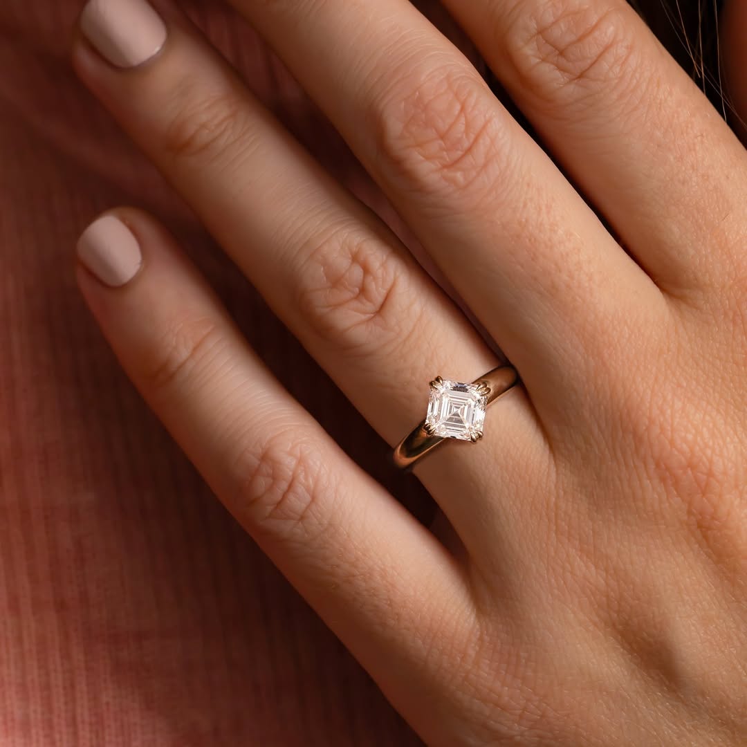 1.60-3.50 CT Asscher  Lab Grown Diamond Solitaire Style Engagement Ring