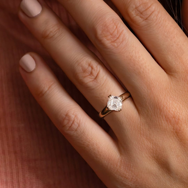 1.60-3.50 CT Asscher  Lab Grown Diamond Solitaire Style Engagement Ring