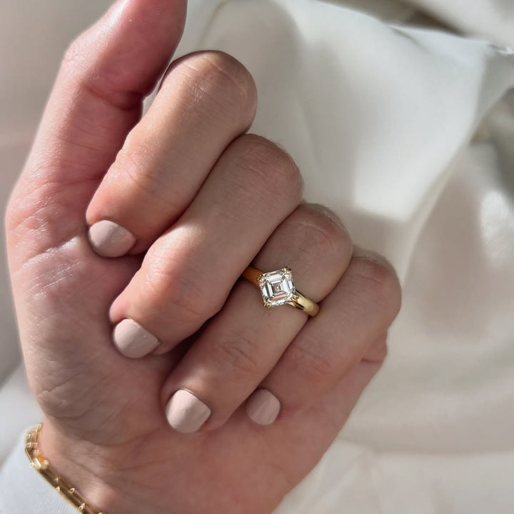 1.60-3.50 CT Asscher  Lab Grown Diamond Solitaire Style Engagement Ring
