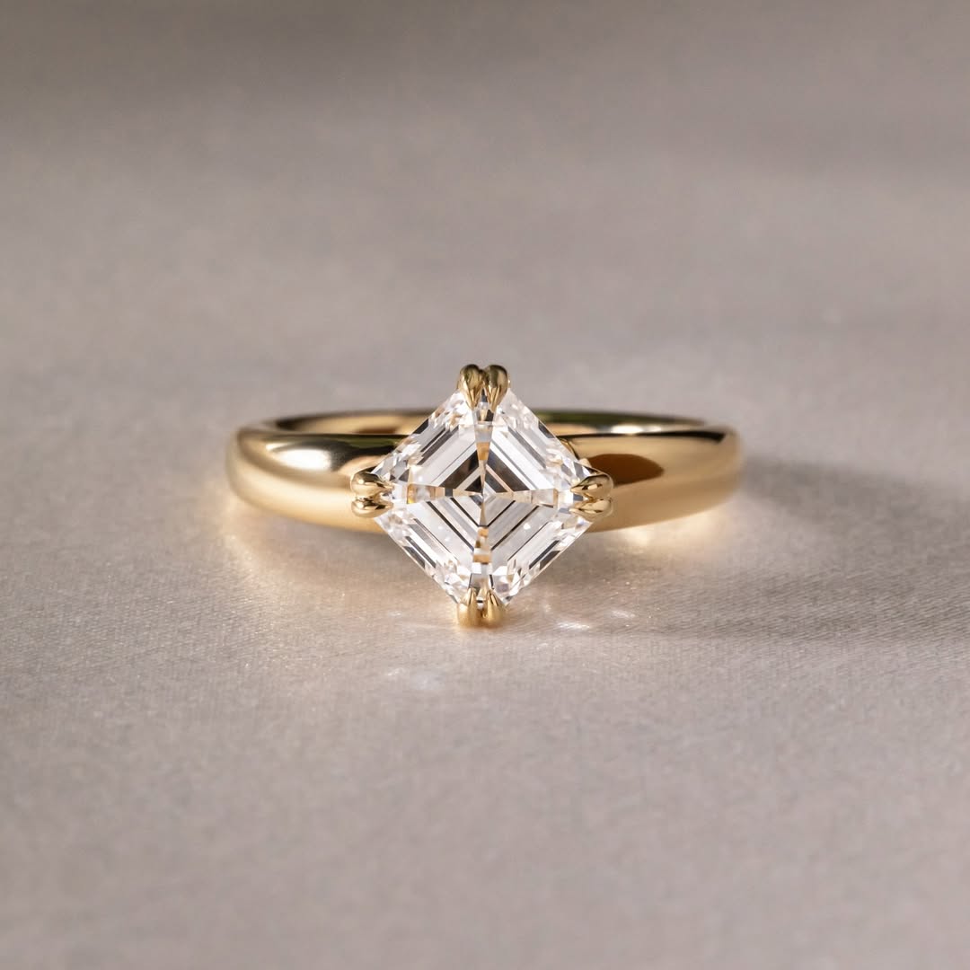 1.60-3.50 CT Asscher  Lab Grown Diamond Solitaire Style Engagement Ring