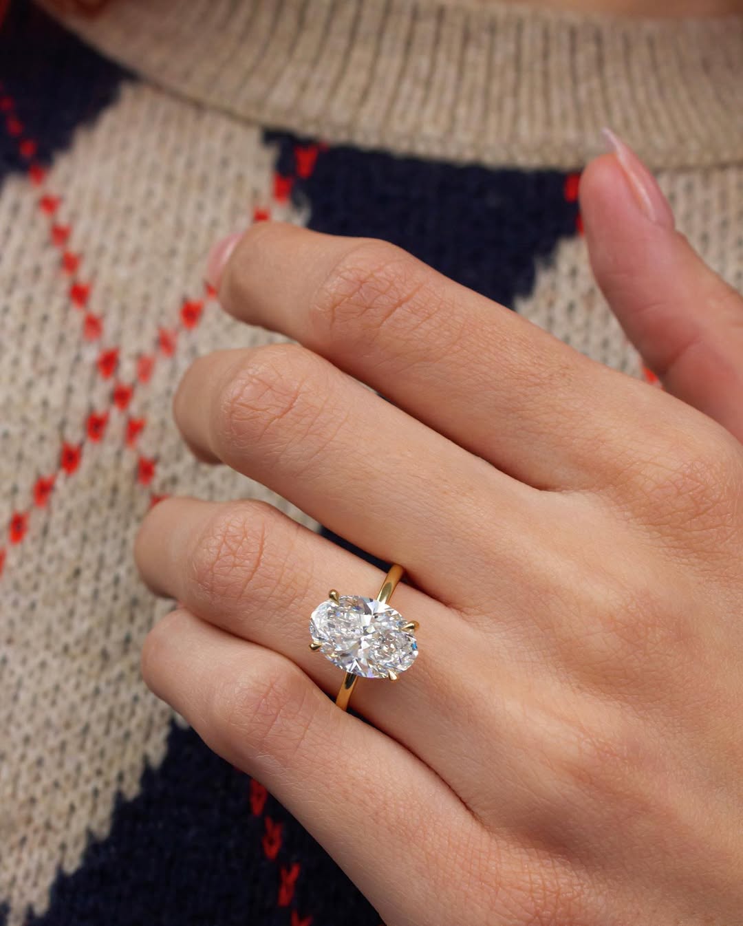 3.05CT Oval  Lab Grown Diamond Solitaire Style Engagement Ring