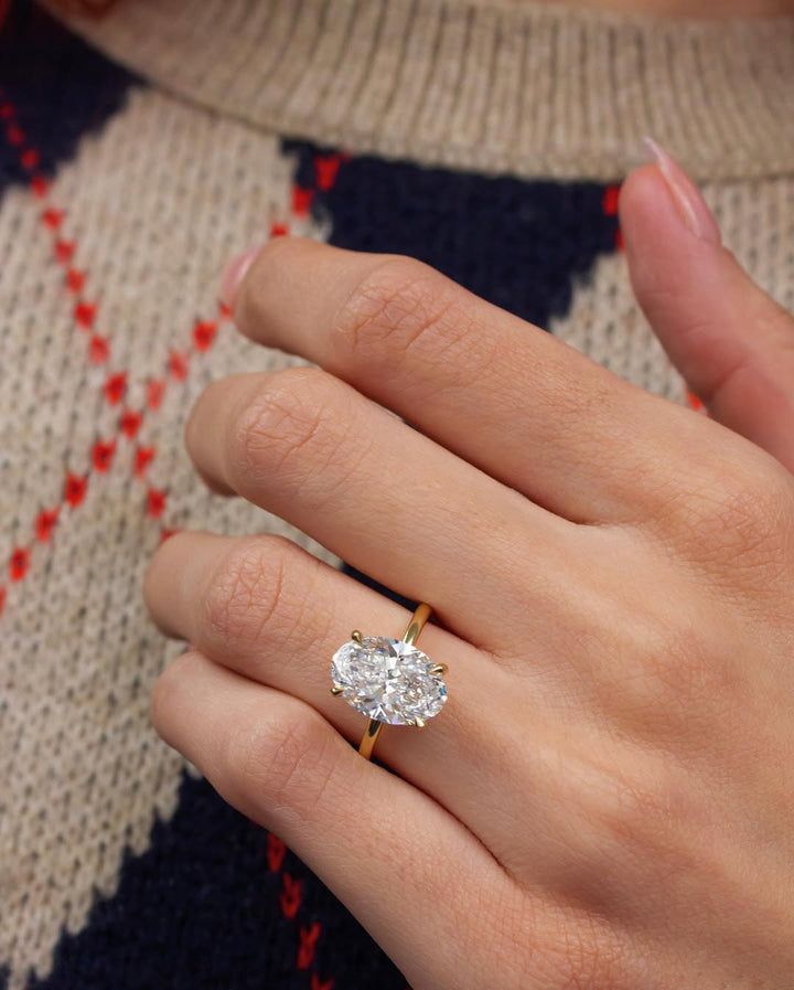 3.05CT Oval  Lab Grown Diamond Solitaire Style Engagement Ring