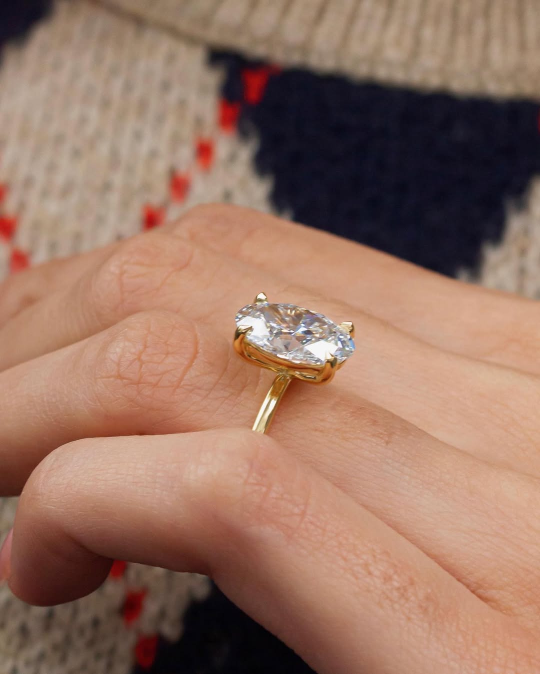 3.05CT Oval  Lab Grown Diamond Solitaire Style Engagement Ring