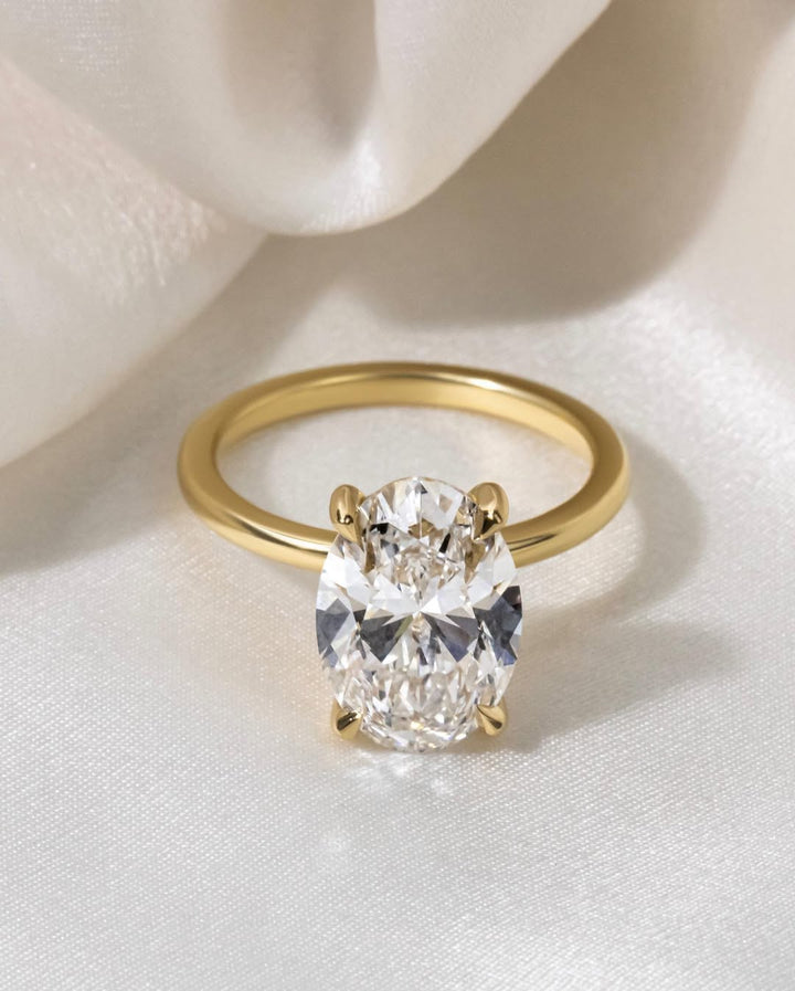 3.05CT Oval  Lab Grown Diamond Solitaire Style Engagement Ring