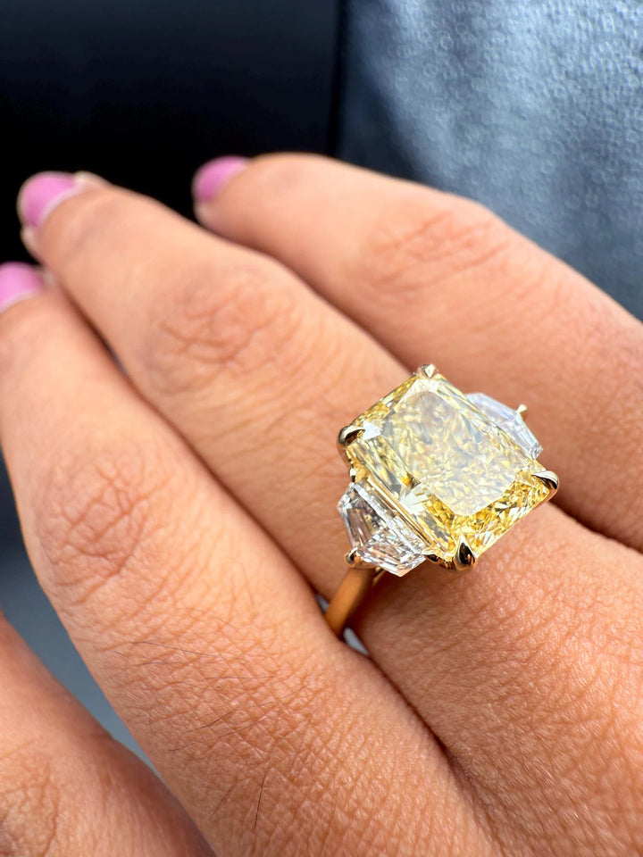 Fancy Color Lab Diamond JewelryGold Radiant Trilogy RingDream Yellow Radiant Diamond RingRadiant Cut Engagement Ring Trends 2026
