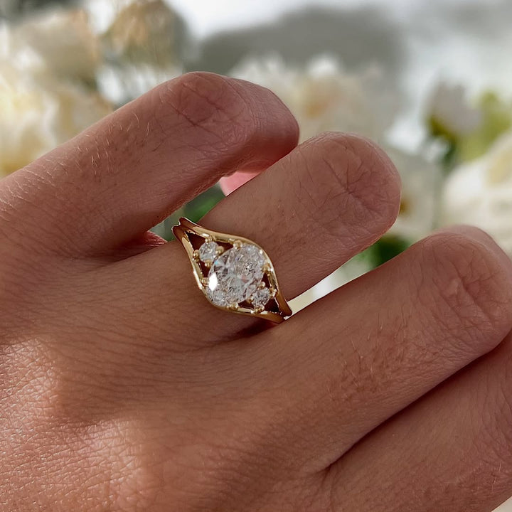 1.50-3.50 CT Oval  Lab Grown Diamond Three Stone Style Engagement Ring