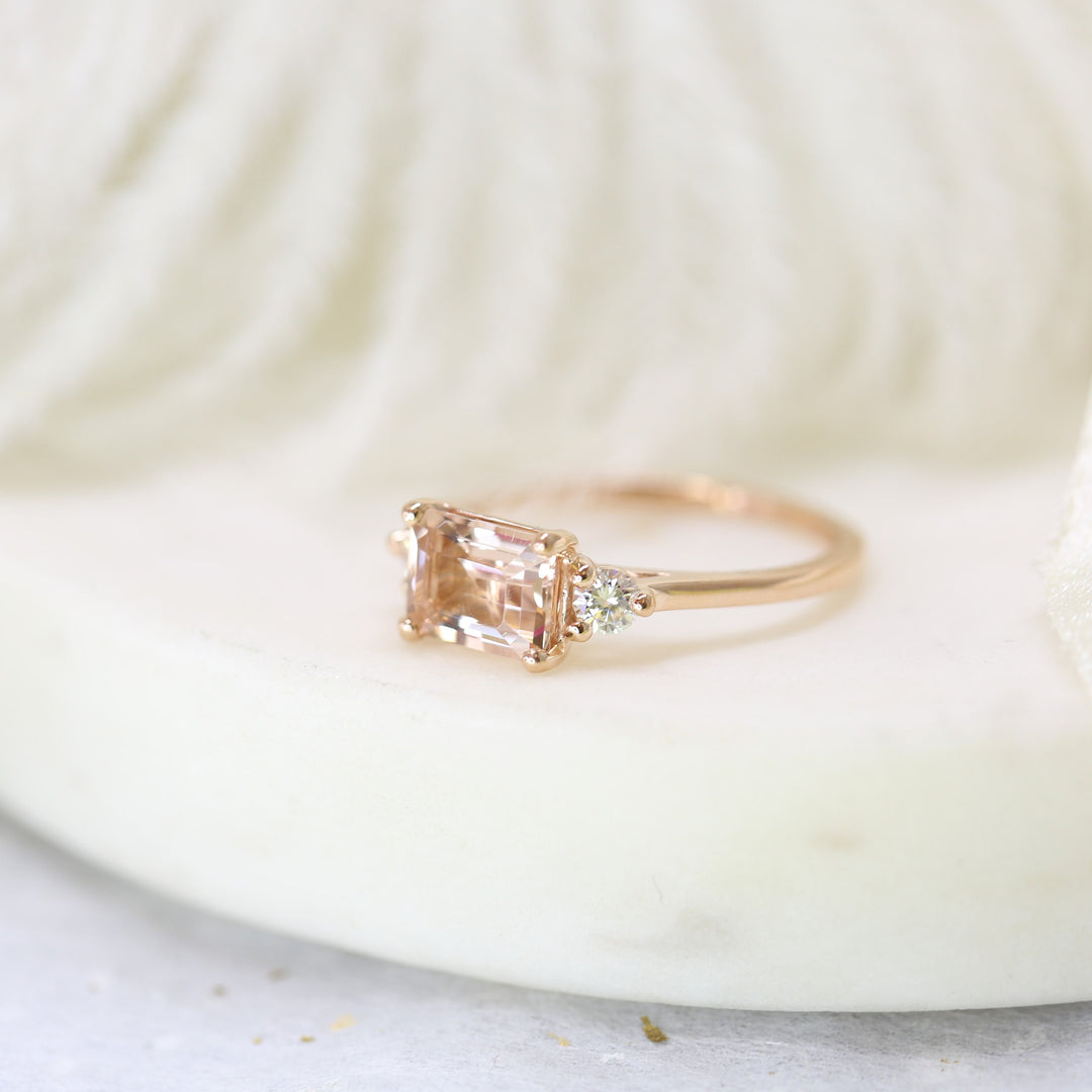 Emerald Cut ring 
Emerald Engagement ring 
Peachy ink Engagement Ring 
Emerald Diamond Ring 