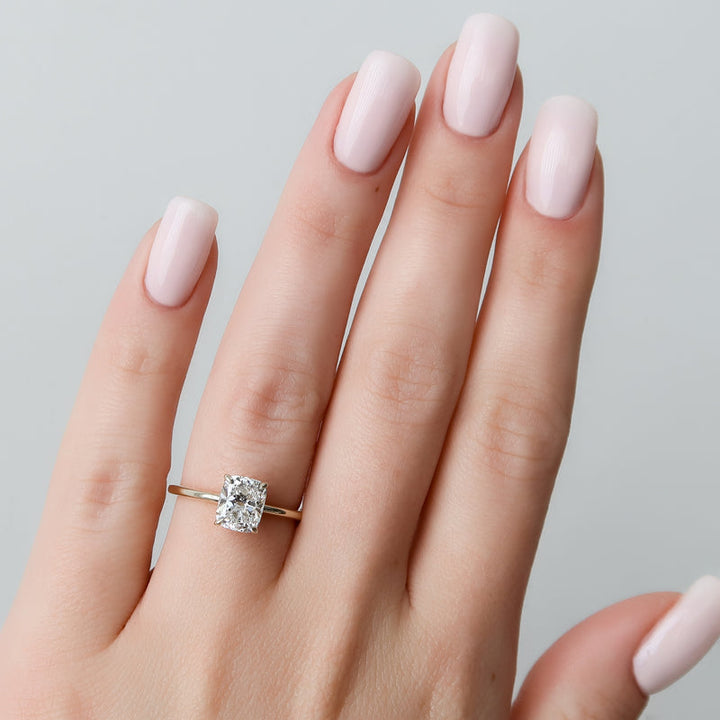 Engraved engagement ring, Halo diamond engagement ring, Solitaire diamond engagement 